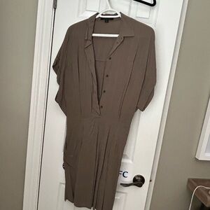 AllSaints Taupe Button-Up Dress